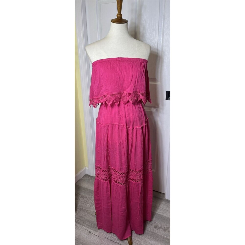 Davi & Dani Dress Summer Strapless Dress Pink Size Small